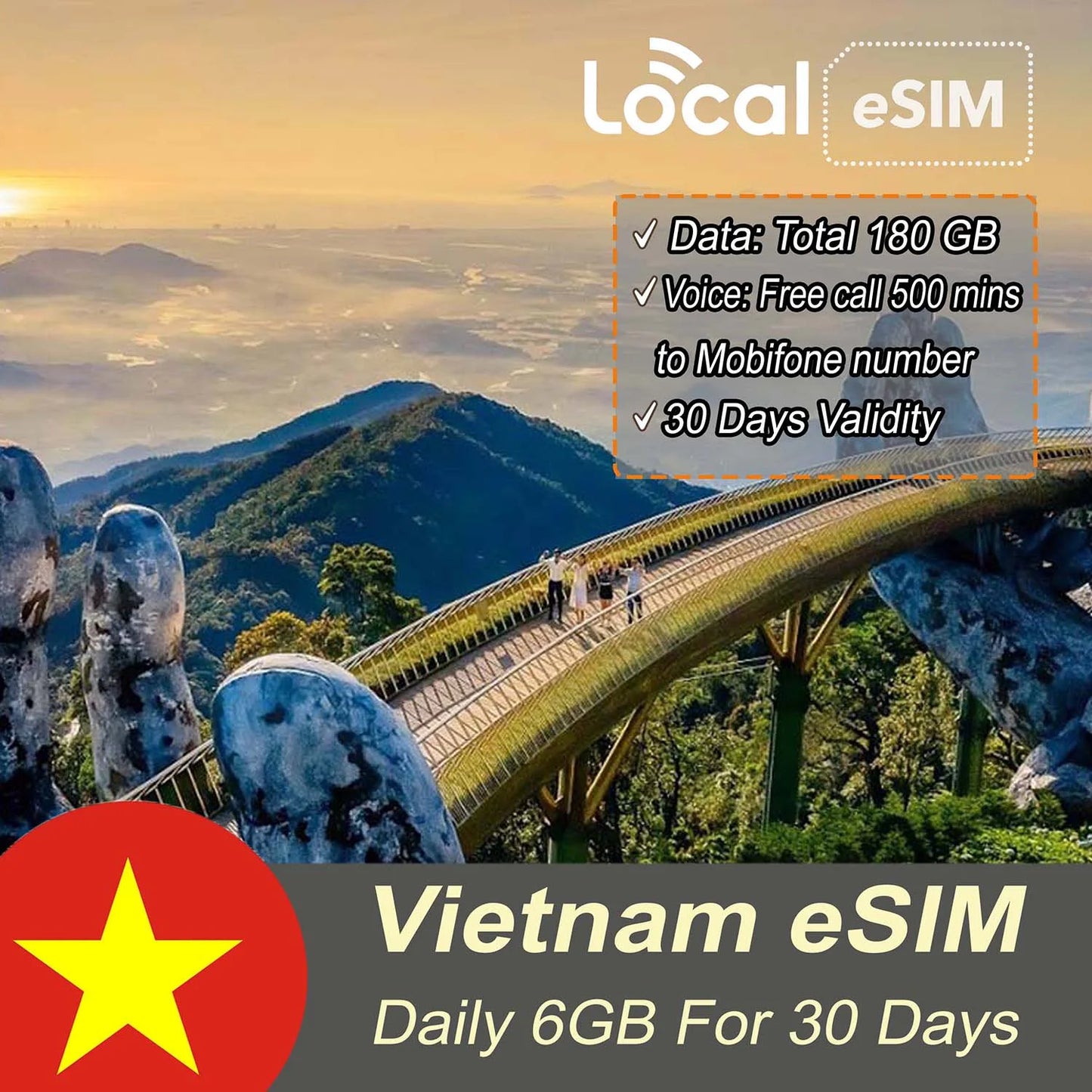 Vietnam Local eSIM For 7-15-30 Days | Up to 6GB/day
