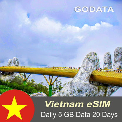Vietnam eSIM - GODATA Daily 5 GB Data For 20 days | Vietnamobile