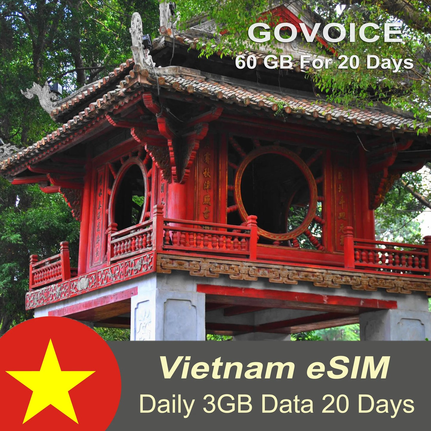 Vietnam eSIM - GOVOICE Daily 3 GB Data + Free Calls For 20 days | Vietnamobile