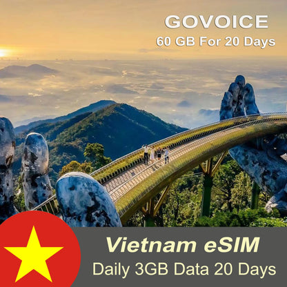 Vietnam eSIM - GOVOICE Daily 3 GB Data + Free Calls For 20 days | Vietnamobile