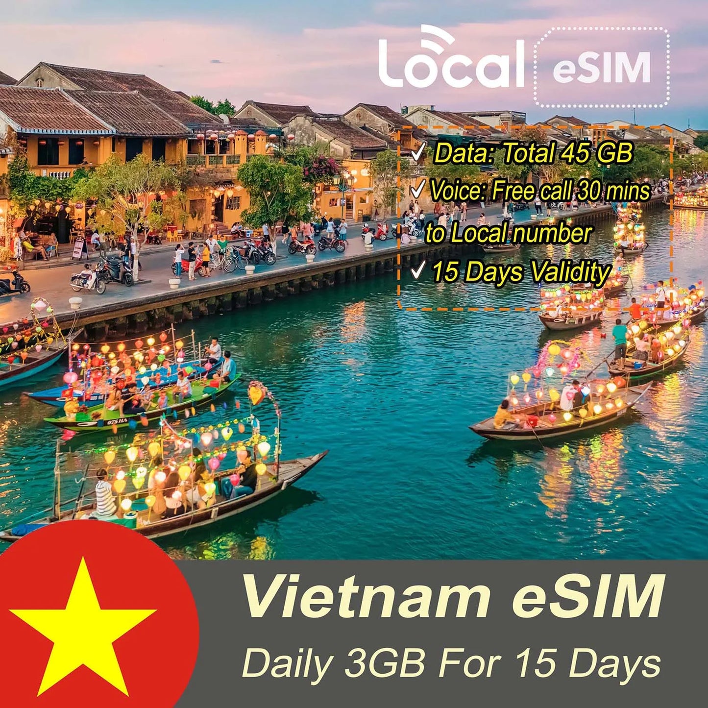 Vietnam Local eSIM For 7-15-30 Days | Up to 6GB/day