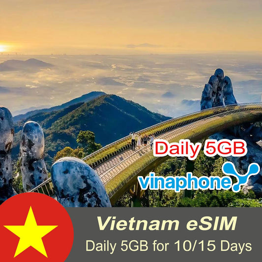 Vinaphone eSIM Daily 5GB + Calls for 10 & 15 Days